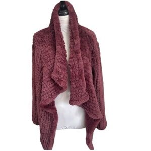Guess Westlyn Faux-Fur Draped Jacket Coat in GARNET‎ WINE Size M